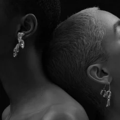 Dangling Drape Earrings (Silver)